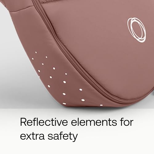 Image of Bugaboo All-Season Footmuff for Strollers - Weatherproof, Breathable, Water-Repellent, Removable Insert, Fits All Bugaboo Strollers - Dusty Pink | Soft fleece lining, breathable materials, weatherproof protection, two-way zipper, reflective details, Dusty Pink
