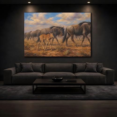 Décoration murale salon gnou | Tableau horizontal grand format 60x40