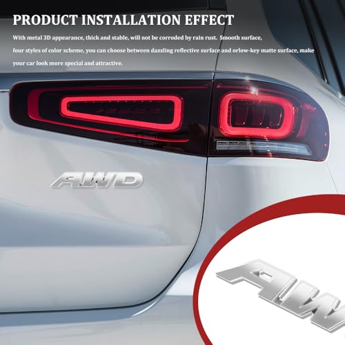 Image of AWD Emblem Sticker, Car Exterior Emblems Badge, 3D Metal Tailgate Side Sticker Badge, Car Decoration Accessories Self Adhesive Logo Emblem Fit for Trunk Tailgate Fender (AWD, Silver)