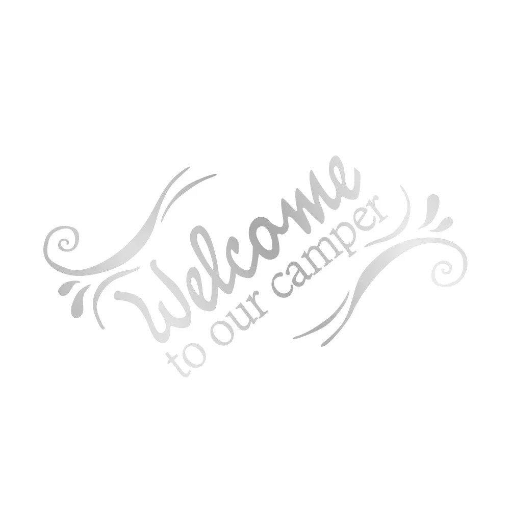 Car Sticker Graphcis Welcome to Our Camper Decor Decal(Matt Silver)