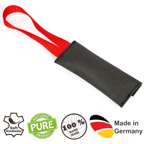 CopcoPet Futterdummy aus Leder – Robuster Futterbeutel & Trainingsdummy für Hunde ca. 15 x 6 cm, Cognac – Hundespielzeug zum Apportieren & für Hundetraining, Welpen & Erwachsene, befüllbar