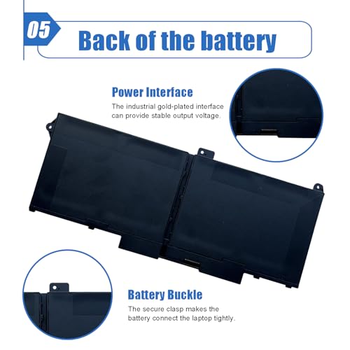 Image of 63Wh RJ40G 4-Cell Laptop Battery Compatible with Dell Latitude 14 5420 Latitude 15 5520 Precision 15 3560 Series Notebook P137G P137G001 P104F P104F001 0WK3F1 0M3KCN 005R42 15.2V 3941mAh