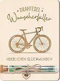 Generisch Handgefertigte Glückwunschkarte mit Fahrrad-Motiv, Herzlichen Glückwunsch, mit Geschenkröhrchen