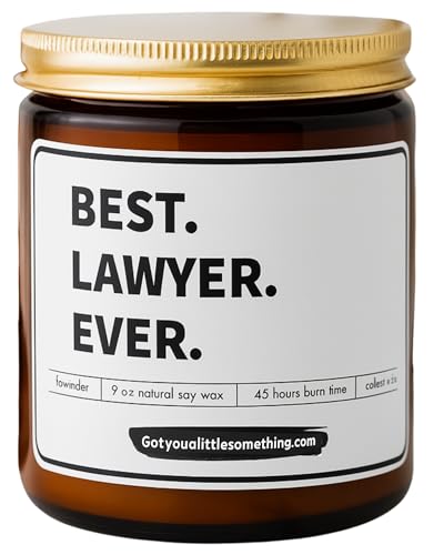 Best Lawyer Ever Lavender Vanilla Scented Soy Wax Candle - Lawyer Gifts for Women - Empowering Gift for Law School Students Graduation, New Attorney, Bar Exam, Birthday, Christmas, Staff Appreciation
