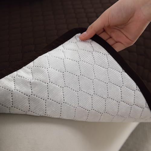 Image of HOKIPO Polyester Quilted Sofa Cover Mat for 1 Seater Sofa, Dark Brown (IN-716-DBR)