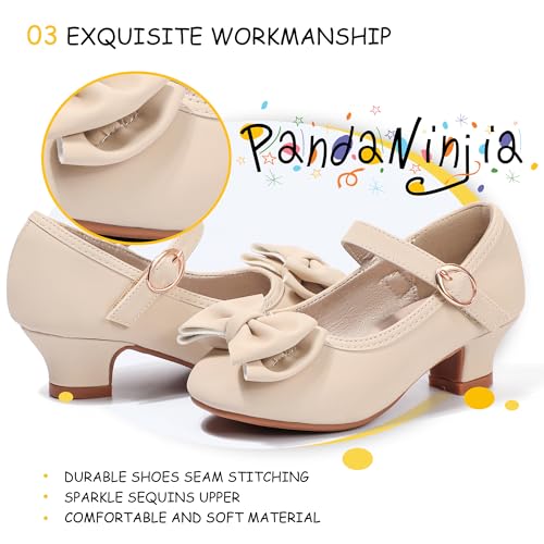 Image of PANDNAINJIA Girls Dress Shoes Toddler Heels Mary Jane Pumps