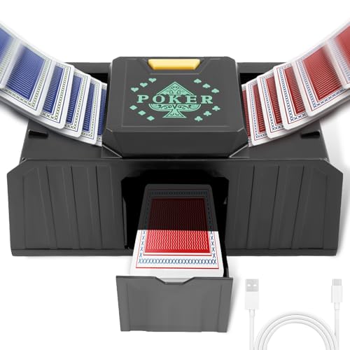 KTZCTPCA Rechargeable Automatic Card Shuffler, Electric Playing Cards Shuffler Machine, Electric Shuffling Machine, Low Noise Card Shuffler, Electric Mixing Card Shuffler for Poker