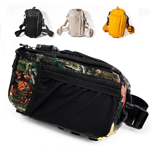 RAVERUNNER Camo Fanny Pack Anti Theft Crossbody Bag with 8 Pockets | Rave Fanny Pack Festival Hip Pack Anti Slash Sling Bag