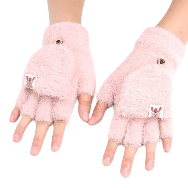 Girls Winter Gloves with Touch Screen Finger for Women Woolen warm Rabbit Fur Gloves Mittens | Soft Fleece Windproof Mobile Screen Touch Hand Gloves-image-46