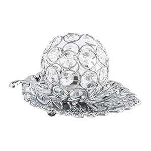 Ysolda Kristall-Teelichthalter Silber Blattdesign