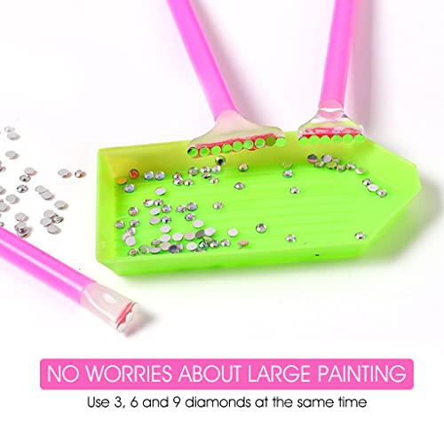 Image of ZIBUYU Diamond Painting Kit Tool 5D Diamond Art Pen Kit with 6 Diamond Painting Pen, 2 Tweezer, 10 Glue Clays, 4 Diamond Tray, 5D Diamond Painting Tool Kits Accessories - 22 Pieces