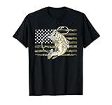Fishing Camouflage US American Flag Bass Fish Fisherman Camo T-Shirt