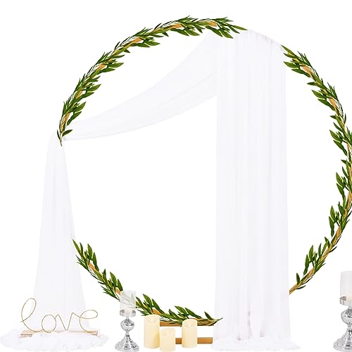 Image of Socomi White Sheer Wedding Arch Draping Fabric 29 inch x 20Ft 4 Panels Outdoor Curtain Drapes Extra Long for Bridal Baby Shower Ceremony Birthday Party Decor