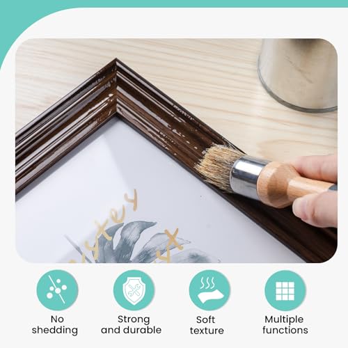 Mister Rui Chalk Wax Paint Brushes, 3pcs, Small, Natural Hog Bristles, Wooden Handle, For Chalk, Acrylic, Milk & Wax Paints, Furniture & Crafts