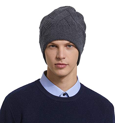 RIONA 100% Laine Bonnet Unisexe Hiver Chapeau tricoté Homme Beanie Hats Hiver Chapeau Wool Beanie pour Homme Taille Unique Cover