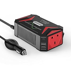 BESTEK 300W Pure Sine Wave Power Inverter DC 12V to AC 230V 240V with 4.8A Dual Smart USB Ports Car Adapter