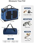 Extra Large Cat Carrier for 2 Cats, XL with Removable Divider, Foldable Soft-Sided Pet Carrier with Storage Tote, Portable Travel Crate for Large Cats, for Car & Home Use, 24" x 17" x 17"(Blue)