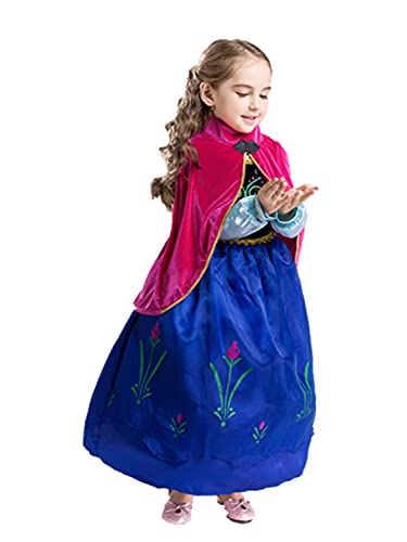 ELSA & ANNA® Filles Reine des Neiges Princesse Partie Costumée Déguisements Robe de Soirée FR-DRESS-SEP308 (7-8 Ans, Taille du Fabricant: 60, FR-SEP308)