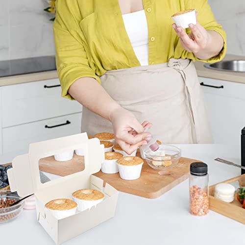 Gothabach 30 Pack White Paper Cupcake Boxes With 2 Cavity Cookie Gift Boxes With Clear Window 2 Treat Holder Cupcake Containers Bakery Cake Box #TOP4