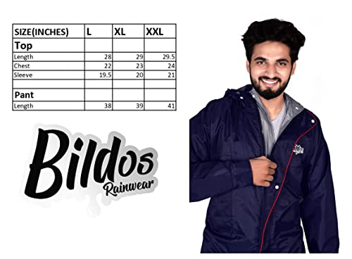 Image of Bildos Raincoat for Men with Adjustable Hood and Reflector at Back