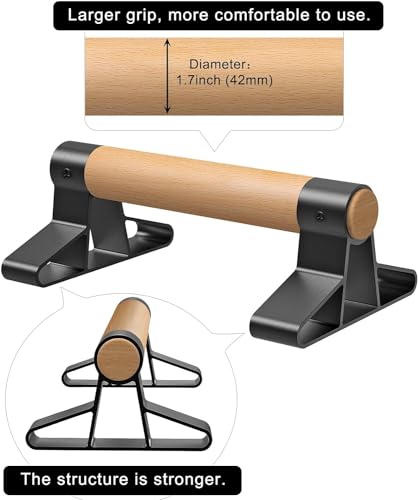 SELEWARE Barras push up de madeira, barras de paraletas, barras antiderrapantes para calistenia, fit