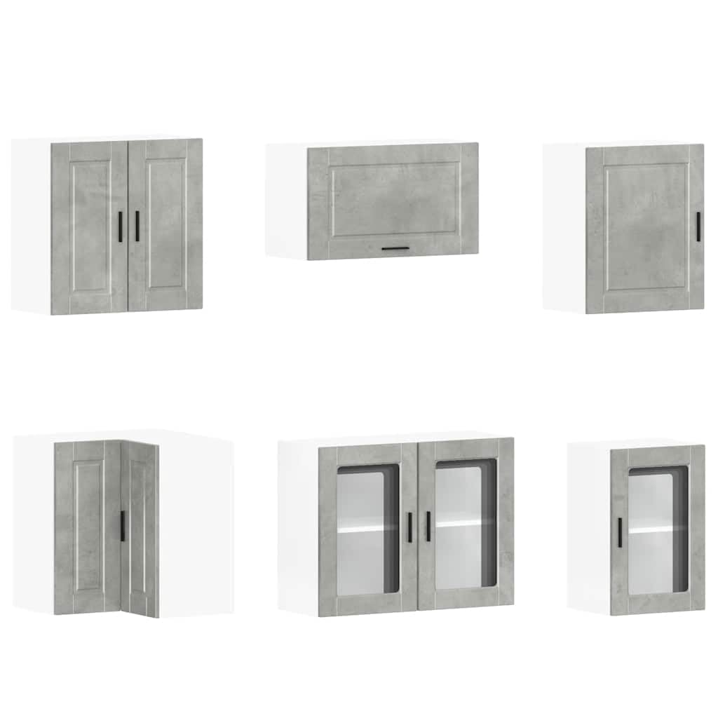 Set di mobili da cucina Porto grigio cemento, materiale in legno, durevole, piedini regolabili, molto spazio, per la cucina