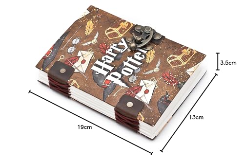Image of Handmade Harry Potter Journal with Lock (5x7 Inches) | Recycled Paper Diary for Fans | Eco-Friendly Magical World Notebook
