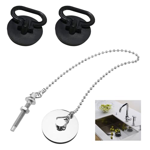 3PCS Sink Plug with Chain,Kitchen Sink Plug Replacement with Handle,Drain Stopper for Hand Washing Basin,Bathroom,Bathtub,Kitchen,1 1/2 Inch (38mm)