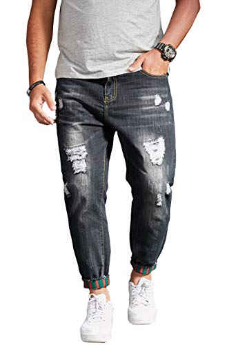 Chouyatou men's casual distressed style tapered leg harem jogger …