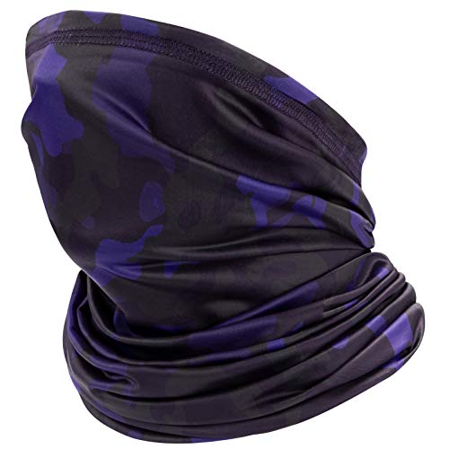 Doerix Neck Gaiter Face Mask Reusable, Cloth Face Masks Bandana Balaclava Cover Scarf Shield (1, Camo-Purple)