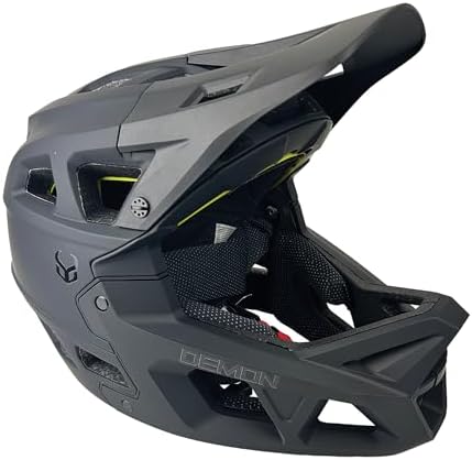 Demon United Podium X MIPS Full Face Mountain Bike Helmet- Removable Fit Pad Options- Advanced Venting System-Lightweight - Fullface DH BMX MTB Helmet (Midnight Stealth Black, Small/Medium 55-58 CM)