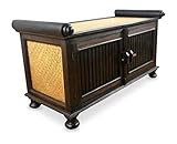 livasia Asiatische Kommode aus Massivholz und Rattan – 95x40x50cm – Handgeschnitztes Sideboard aus Akazienholz, Kommode mit filigranem Design, Nachhaltig & hochwertig aus Thailand