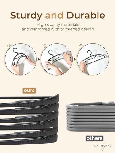 House Day Black Plastic Clothes Hangers, Heavy Duty Coat Hangers 12 Pack thumb #5