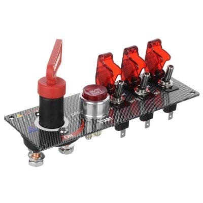Jtron 04040030 Panel de interruptor de encendido LED 12V para carreras de automóviles - ROJO