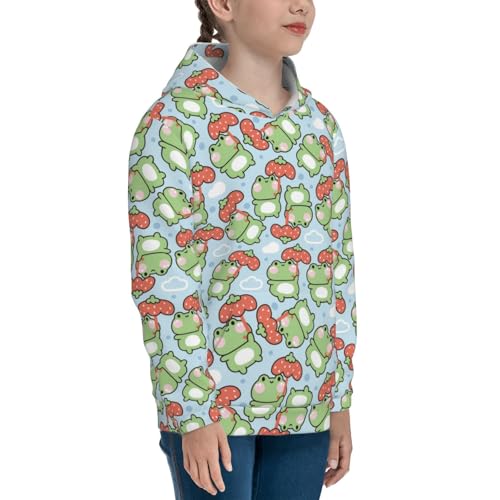 Cute Frog Strawberry Umbrella Kid Hoodies Boys Sweatshirts Girls Pullover with Pocket 7