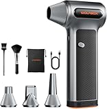 WOLFBOX MF200 Elektrisches Staubgebläse mit Abnehmbarem Akku, 87.5 m/s Air Duster Kabellos, 3-Stufen Akku Gebläse mit 4 Düsen, Druckluftspray Alternative für PC Reinigung, Tastatur, Auto, Outdoor