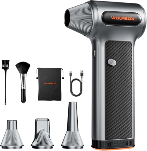 WOLFBOX MF200 Electric Air Duster-3 stufiges Hochleistungs-Gebläse, langlebiger Air Duster mit 4 Düsen für PC, Auto, Haus und Outdoor