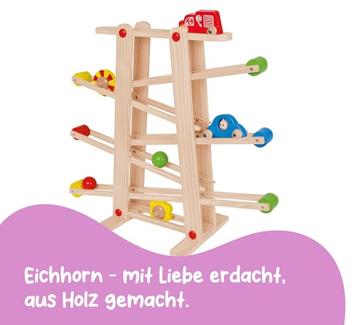 Eichhorn 100002029 Große Rollbahn aus Kiefernholz, 7-teilig, mit 6 Rollelementen, Kugelbahn für Kinder ab 1 Jahr, Größe: 67 x 56 cm – Ansicht 6