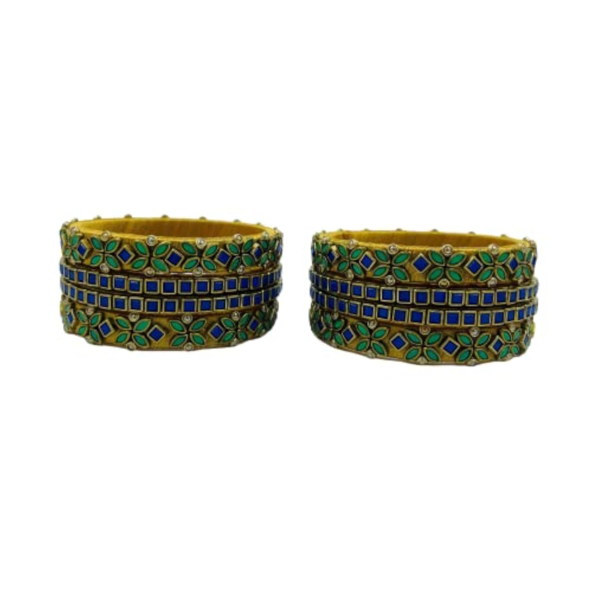 Silk Thread Kundan Embellished Bridal Broad-Kada Bangles Set