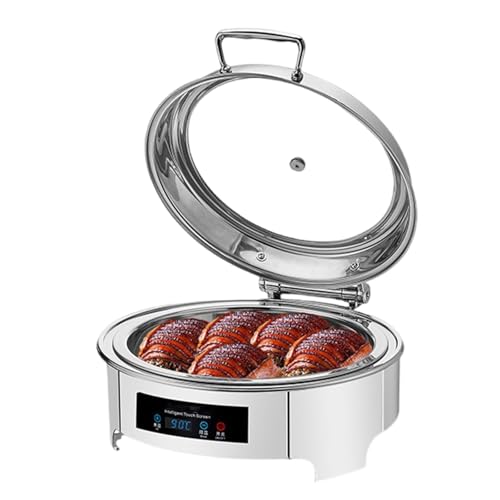 WJYTDHIQS Chafing Dish Electrico, 6 L Calentador de Buffet in Acero Inoxidable con Controles Táctiles y Tapa de Cristal, Profesional Calentador de Comida Buffet Eléctrico para Buffet