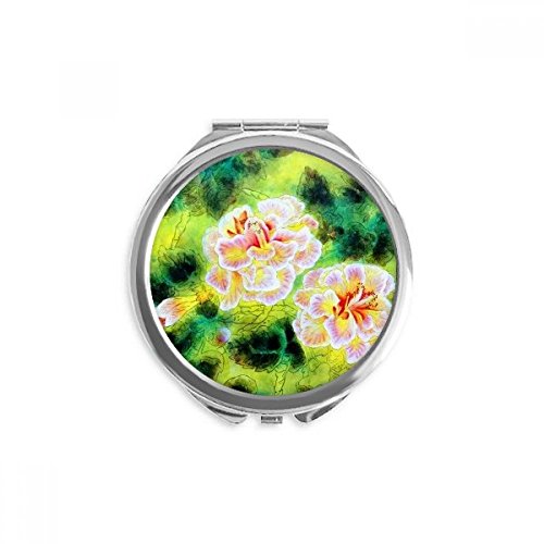 Miroir rond de maquillage fait main au motif fleurs multicolores de haute précision