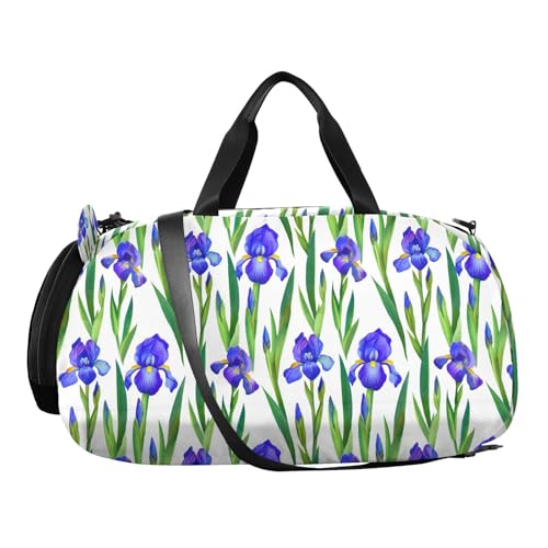 Flower Leaves Purple Kids Travel Duffel Bag for Boys Girls Overnight Weekend Tote Bag with Shoes Compartment for Gym Sports Dance2