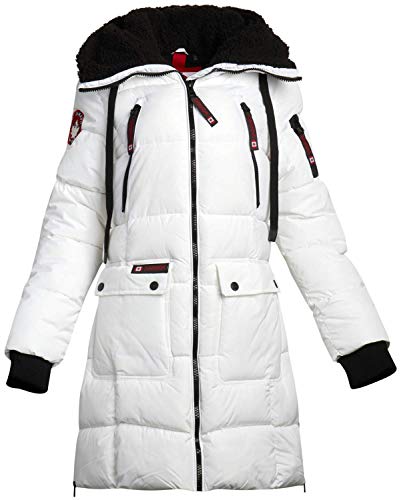 CANADA WEATHER GEAR Women's Winter Coat - Puffer Bubble Jacket with Sherpa Fur Lined Hood, Size Small, White