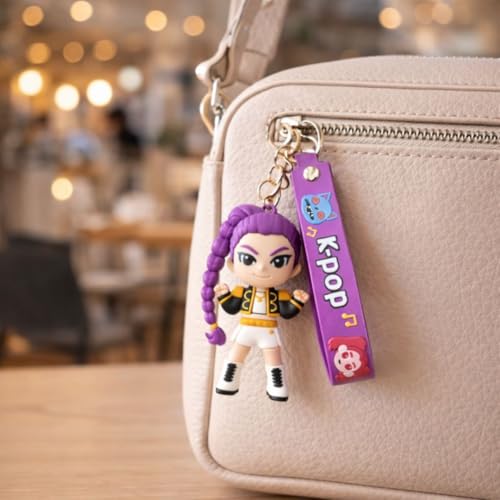Image of Wanna Party Kpop Demon Hunters Cartoon Keychains, Rumi Keychain for Boys and Girls, Cute Backpack Key Chain Accessories Wristlet chain Return Gift Items for Boys & Girls