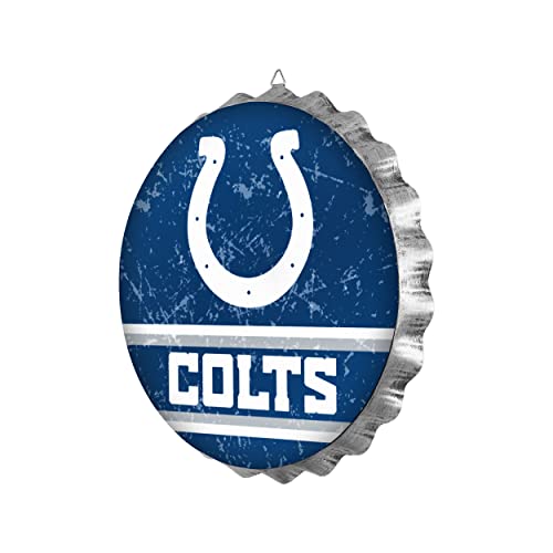 FOCO Indianapolis Colts 13” NFL Metal Bottlecap Wall Sign, 13 Inch — Distressed Vintage Style, Officially Licensed