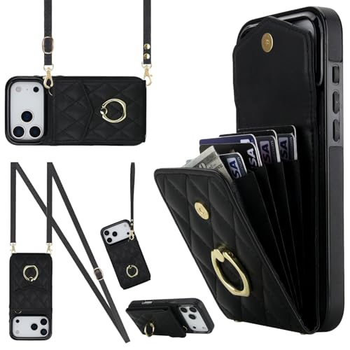 MRRSIWEI for Apple 17 Pro Max Wallet Case.Lanyard Black - image 1