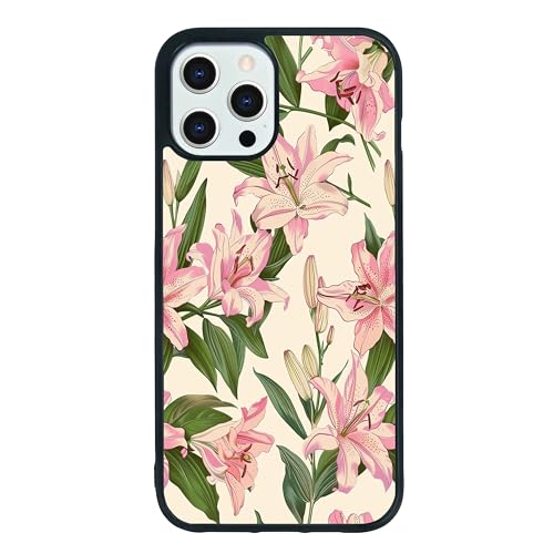 qizjio Floral Tiger Lily Phone Case Shockproof Protective Flower Phone Cases for iPhone 12 Pro Max