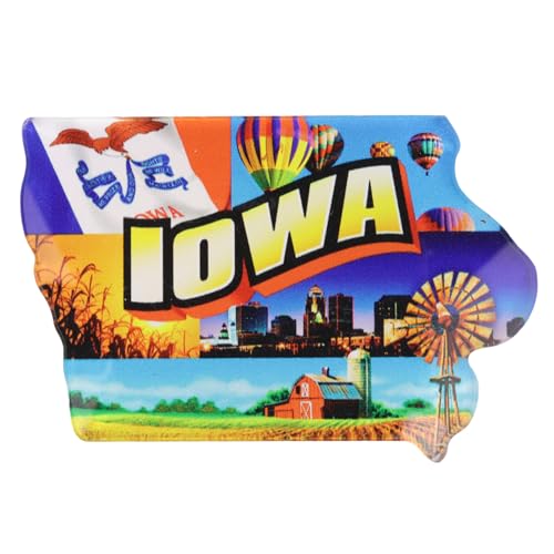 Imán Decorativo Acrílico Forma Estado Iowa 3.25 x 2.25 in miniatura 1