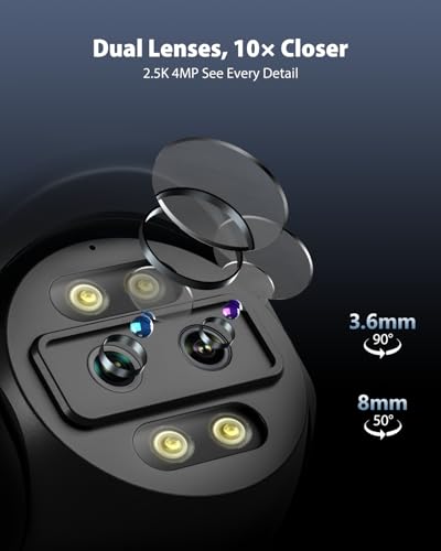 Ctronics 2.5K 4G LTE &Uuml;berwachungskamera Aussen mit Dual-Objektiv, 10X Hybrid Zoom & Weitwinkel, Auto-Tracking, 30m Farb-Nachtsicht, Fernzugriff per App/PC, FTP/Cloud/128GB SD, Zwei-Wege-Audio, IP66