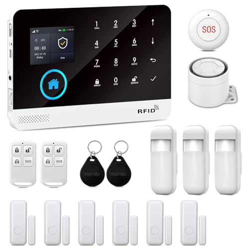 XNY 4G+WiFi Home Alarm Systems, Wireless Alarm System for Home Security with APP Alert, 16-Piece-Kit, Motion Detector, Door Window Sensor, Siren,Work with Amazon Alexa and Google Assistant